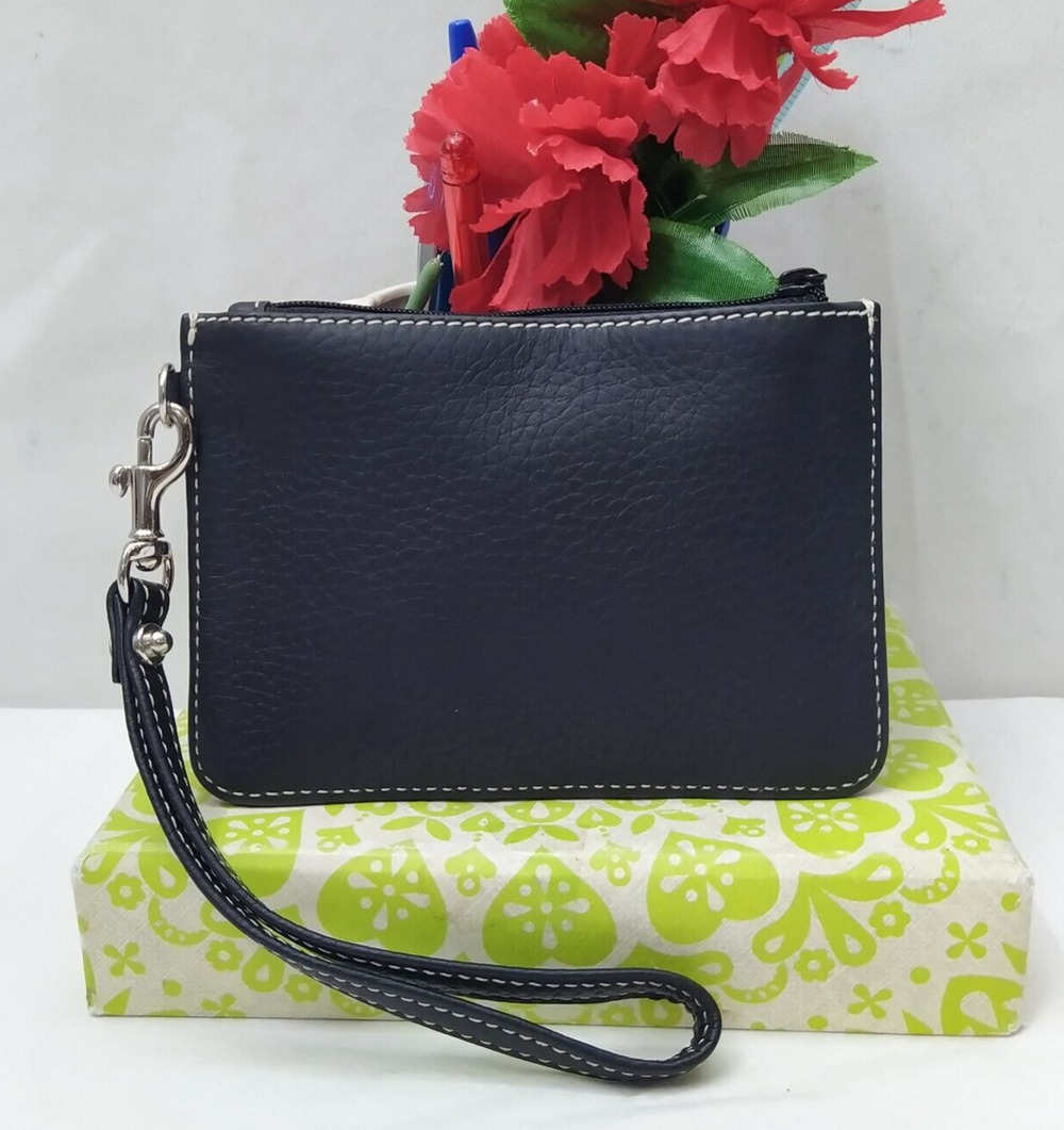 Dooney & Bourke Black Pebbled Zipper Closure Coin Wallet